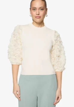 Feinstrickpullover mit 3D Blüten