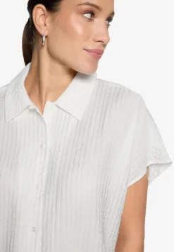 Hemdbluse kurzarm Crinkle-Struktur