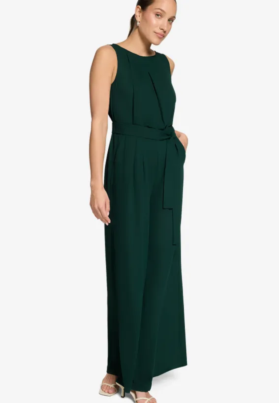 Jumpsuit mit Gürtel und weitem Bein
