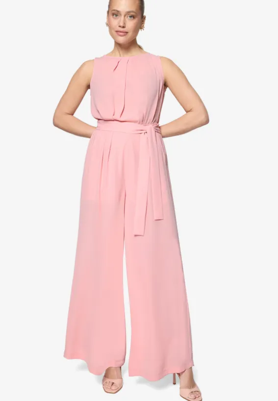 Jumpsuit mit Gürtel und weitem Bein