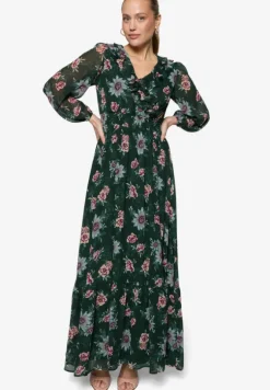 Maxikleid langarm mit Blumen