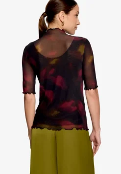 Mesh-Shirt mit Blumen