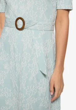 Midikleid mit Blumen-Stickerei
