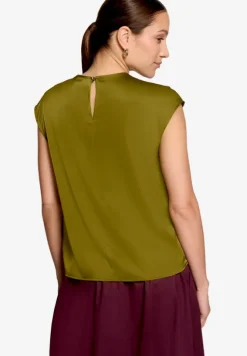 Satin-Bluse mit Rundhalsausschnitt