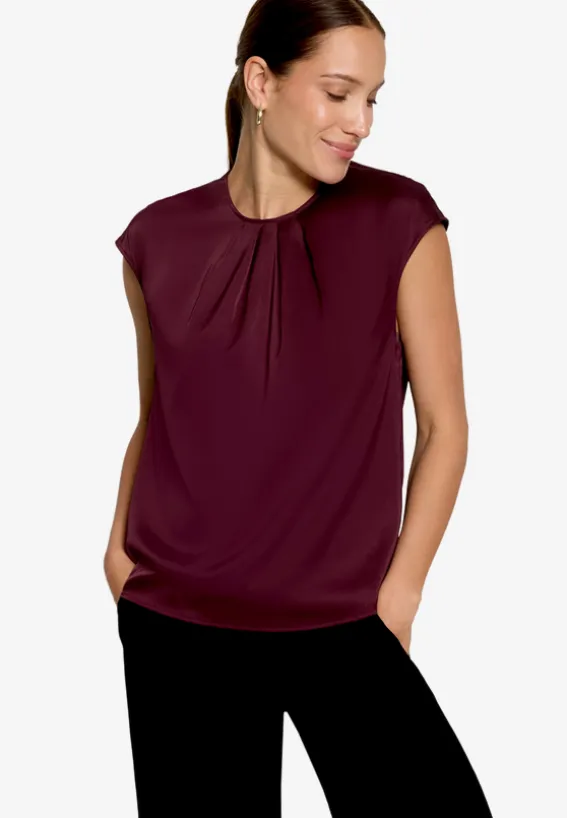 Satin-Bluse mit Rundhalsausschnitt