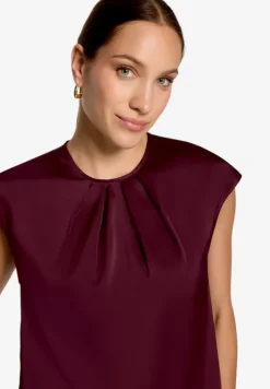 Satin-Bluse mit Rundhalsausschnitt