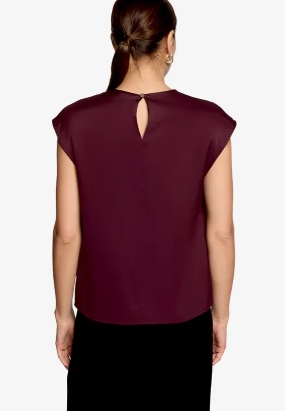 Satin-Bluse mit Rundhalsausschnitt