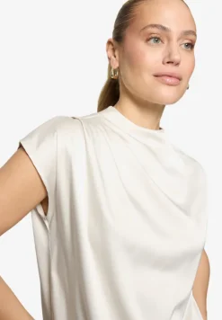 Satinbluse mit Stehkragen