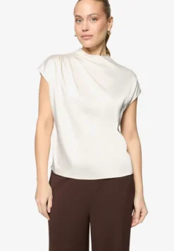 Satinbluse mit Stehkragen