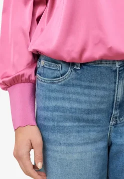Satinbluse mit Strickbündchen