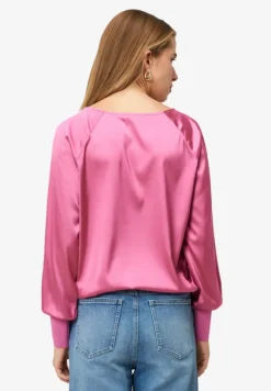 Satinbluse mit Strickbündchen