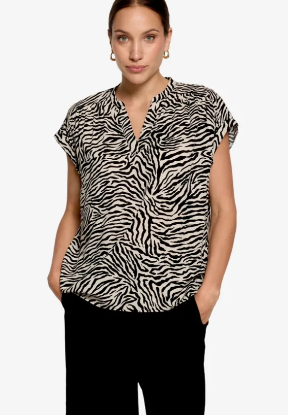Schlupfbluse mit Zebraprint