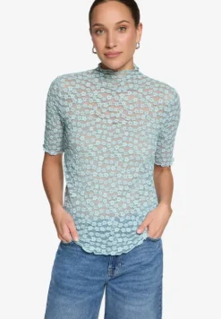 Spitzenshirt mit Stehkragen