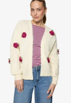 Strickjacke mit bunten 3D Blumen