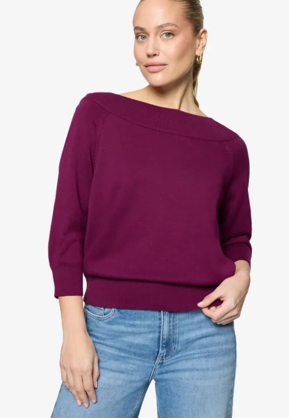 Strickpullover mit Carmenausschnitt