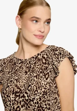 T-Shirt gerafft mit Leoprint