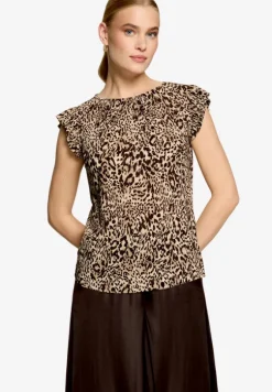 T-Shirt gerafft mit Leoprint