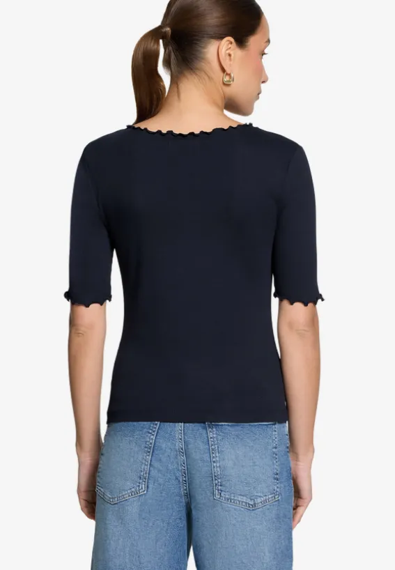 T-Shirt mit gerafftem Ausschnitt