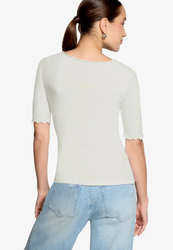 T-Shirt mit gerafftem Ausschnitt
